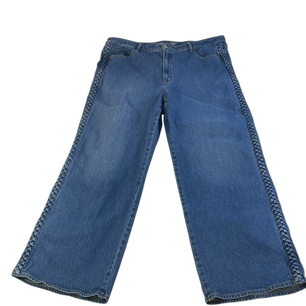Old Navy Extra High Rise Sky-Hi Wide Leg‎ Jeans Size 20 Braided Seam